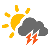 vereinzelte Wolken und Gewitter